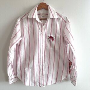 Zadig and Voltaire Tais Pop Raye Brod Shirt in vieux rose medium